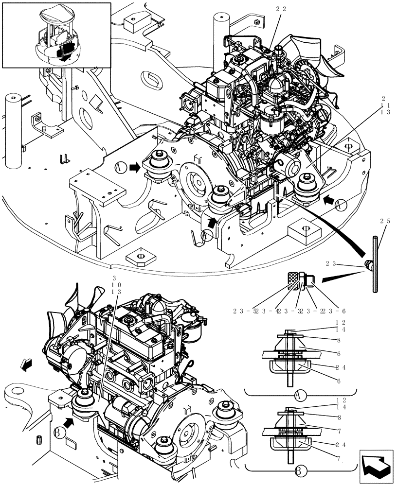 Схема запчастей Case CX31B - (025-01[1]) - ENGINE INSTALLATIONS (10) - ENGINE