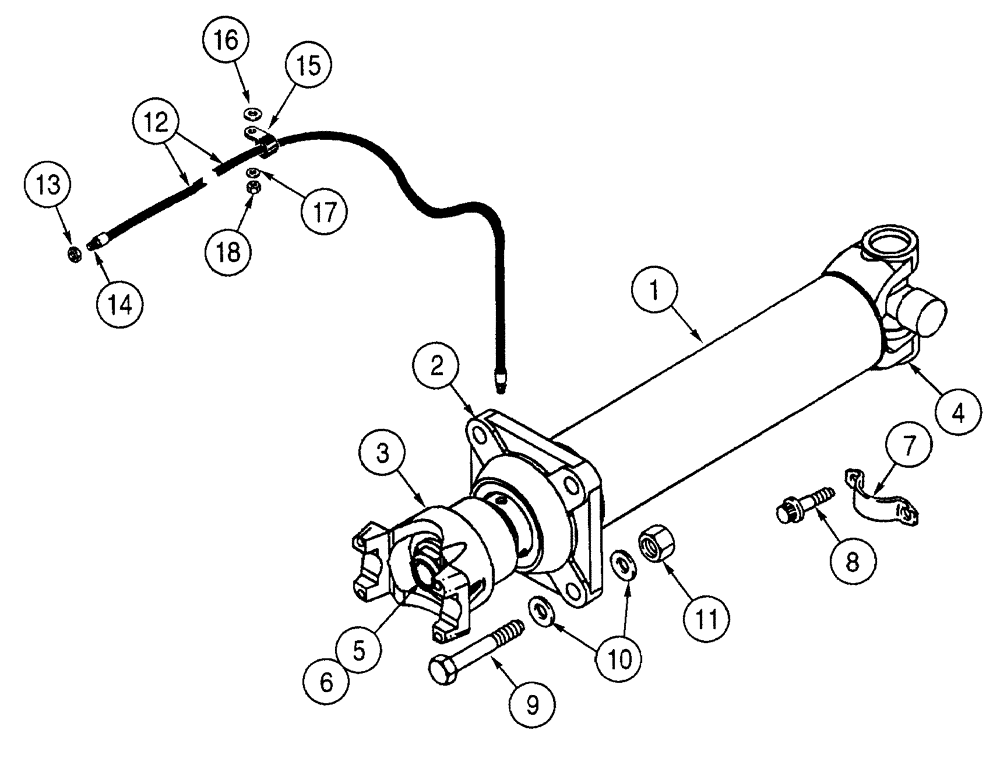 Схема запчастей Case 521D - (06-36) - DRIVE SHAFT, FRONT - BEARING, SUPPORT AND LUBE LINE (06) - POWER TRAIN