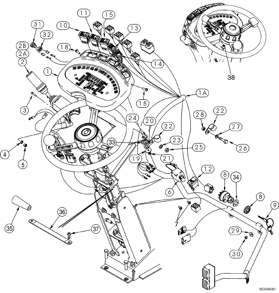 Схема запчастей Case 721D - (04-07) - HARNESS - PEDESTAL (04) - ELECTRICAL SYSTEMS