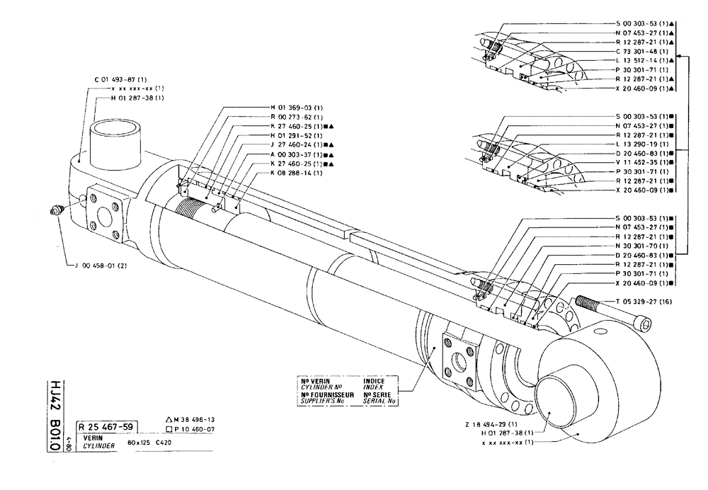 Схема запчастей Case 75C - (HJ042 B01.0) - CYLINDER - 80 X 125 C420 (07) - HYDRAULIC SYSTEM