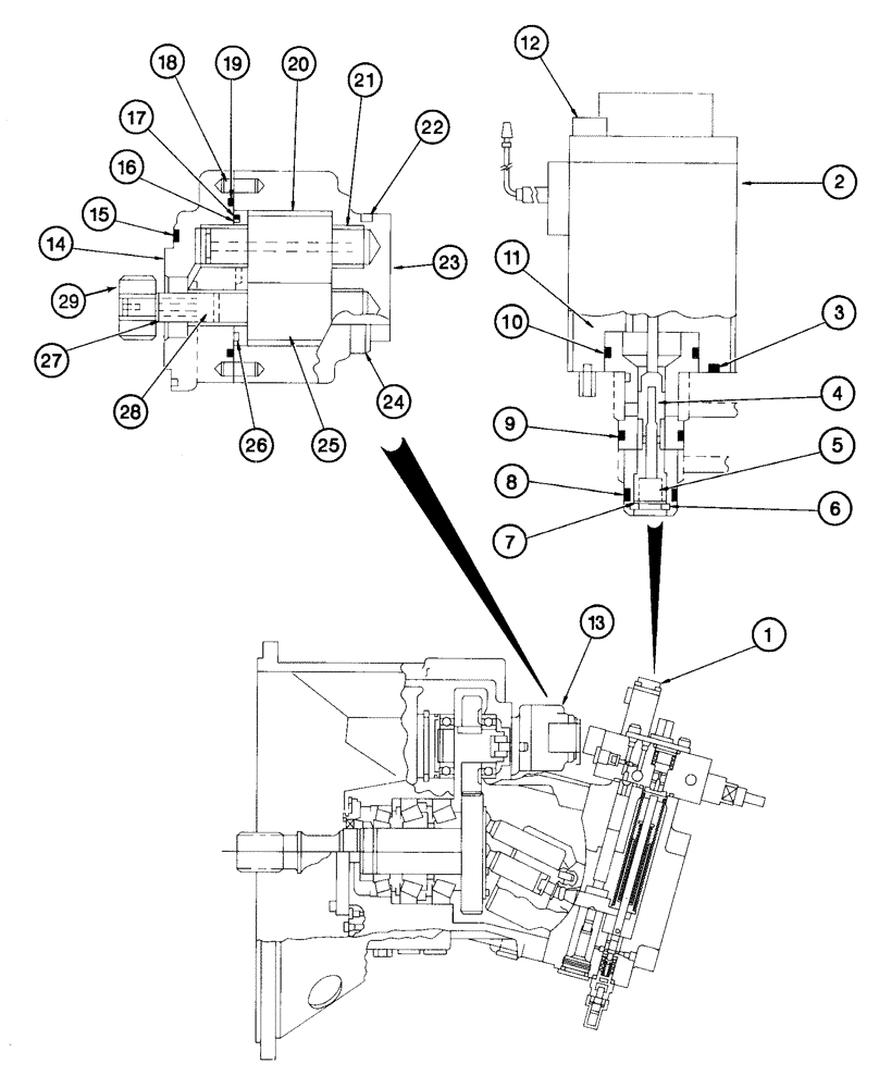 Схема запчастей Case 9050 - (8-18) - 153315A1 & 160660A1 EQUIPMENT PUMPS, PRESSURE REDUCING VALVE AND PILOT GEAR PUMP (08) - HYDRAULICS