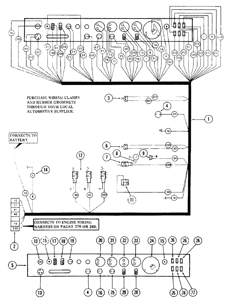 Схема запчастей Case 40 - (270) - INSTRUMENT PANEL AND TURNTABLE WIRING HARNESS, (USED ON UNITS WITH PIN 6270716 THRU 6270854) (55) - ELECTRICAL SYSTEMS