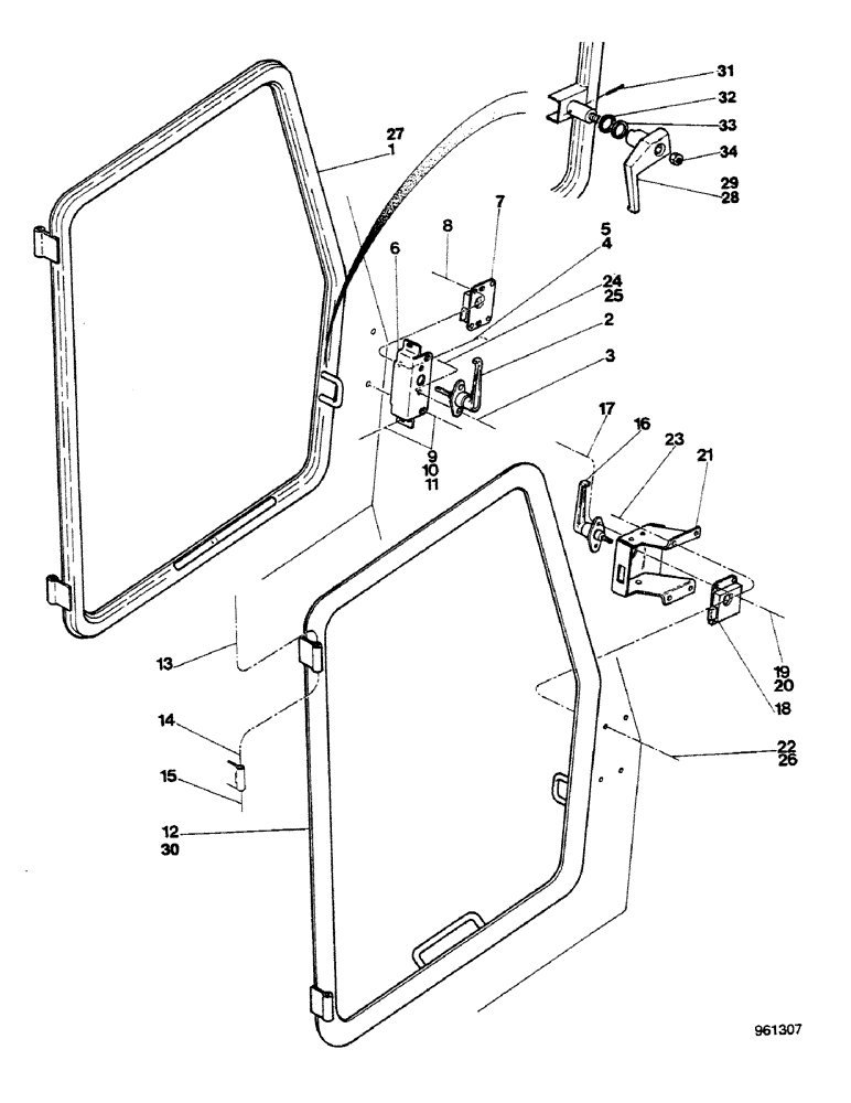 Схема запчастей Case 580G - (468) - CAB - SIDE WINDOWS (09) - CHASSIS/ATTACHMENTS