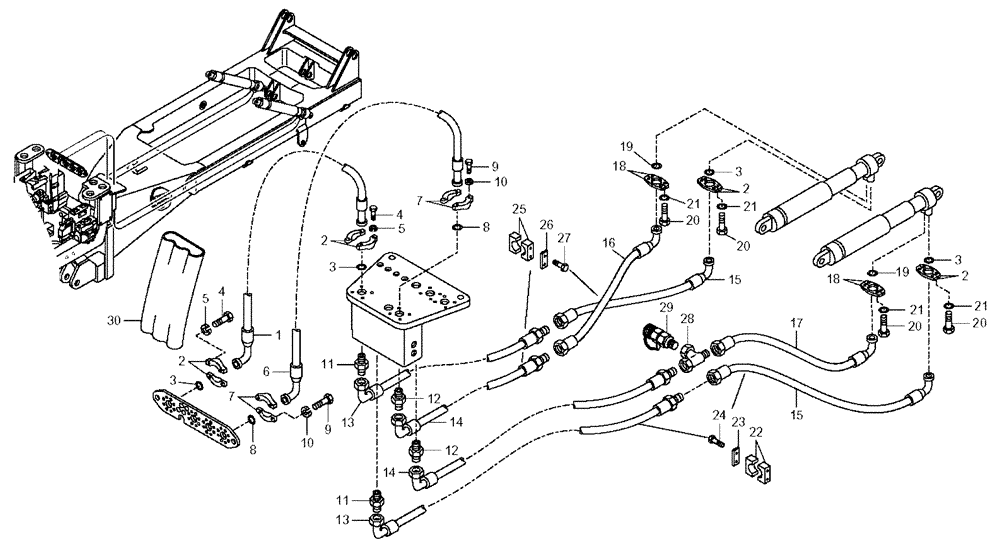 Схема запчастей Case 325 - (5.800A[04]) - DUMPING SYSTEM - HYDRAULIC CIRCUIT (10) - Cab/Cowlings