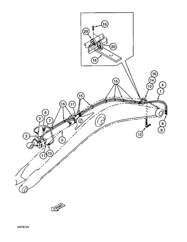 Схема запчастей Case 9020B - (8-064) - ARM AND BOOM HOLDING OPTION, ARM COMPONENTS (08) - HYDRAULICS