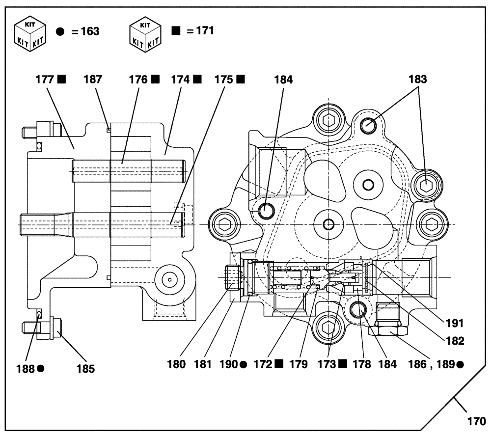 Схема запчастей Case CX330 - (08-90) - HIGH PRESSURE PUMP - PUMP, PILOT CONTROL (STANDARD) (08) - HYDRAULICS