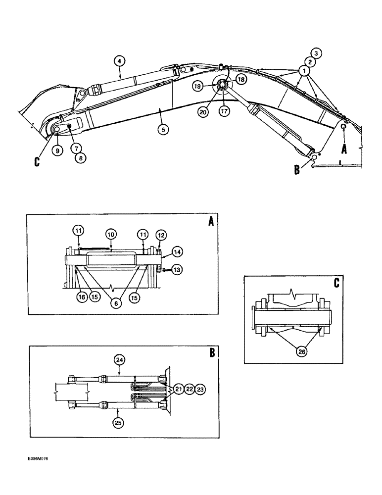 Схема запчастей Case 9060B - (9-080) - BOOM, MOUNTING PINS, BOOM AND ARM CYLINDERS (09) - CHASSIS