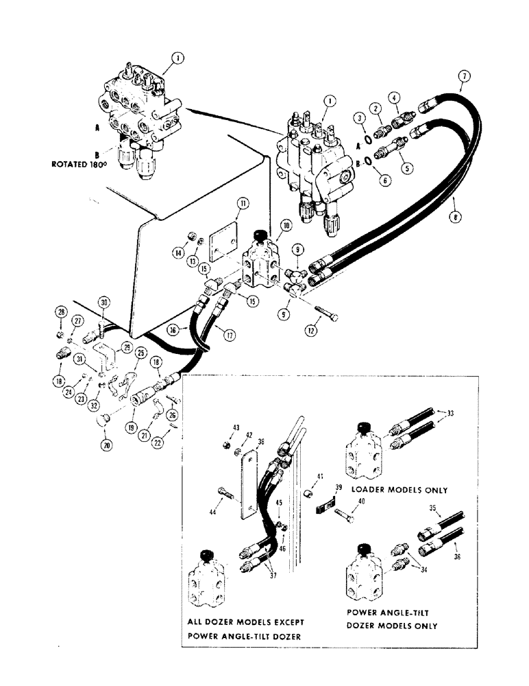 Схема запчастей Case 310G - (256) - PULL BEHIND HYDRAULICS, (MODELS WITH DIVERSION VALVE) (07) - HYDRAULIC SYSTEM