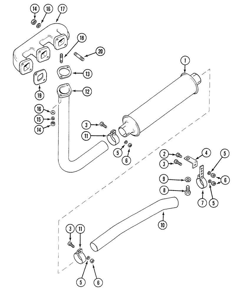 Схема запчастей Case 380B - (2-22) - DOWNSWEPT EXHAUST (02) - ENGINE