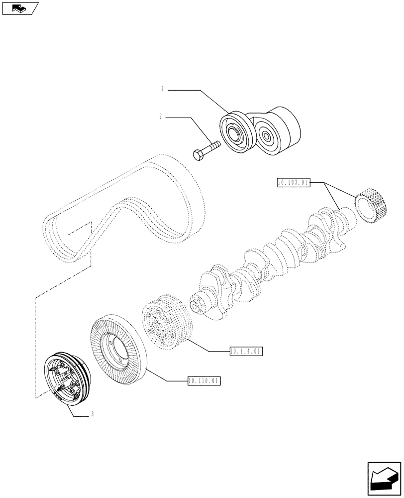 Схема запчастей Case F3AE0684S E914 - (10.103.03) - PULLEY - CRANKSHAFT (10) - ENGINE