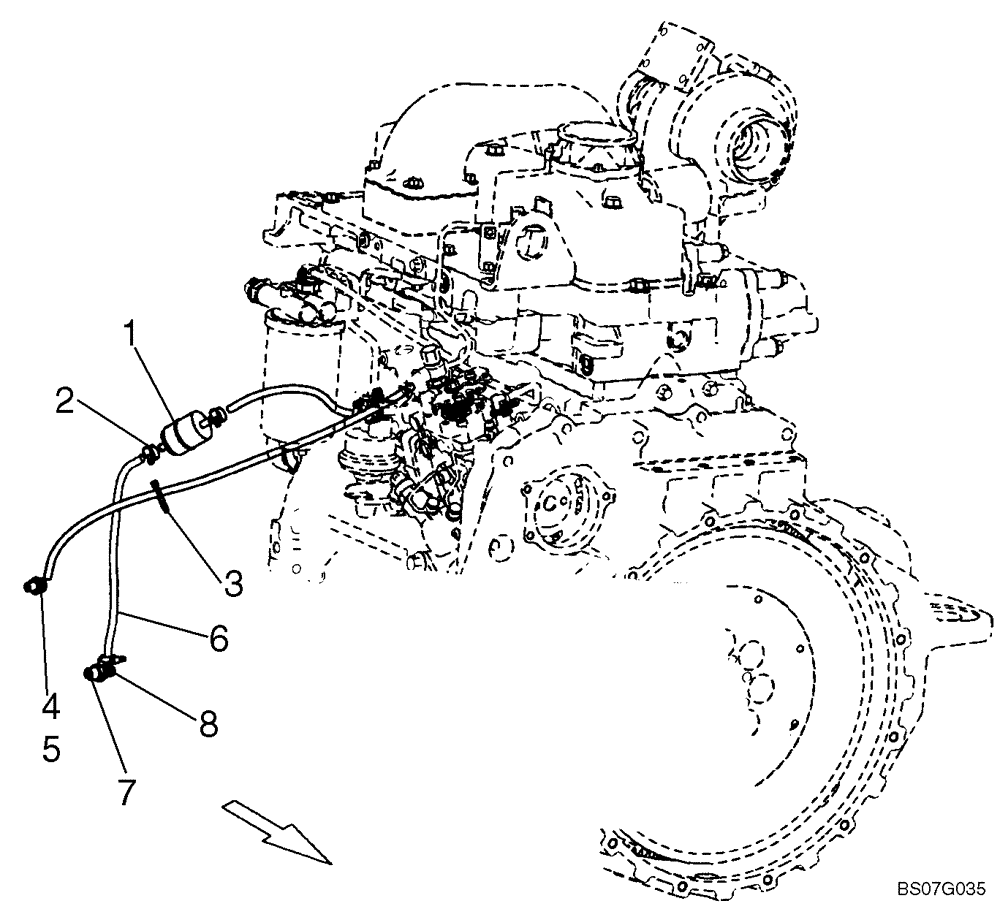 Схема запчастей Case 440CT - (03-01A) - FUEL LINES WITH HOSE CLAMPS AT FUEL FILTER; IF USED (03) - FUEL SYSTEM