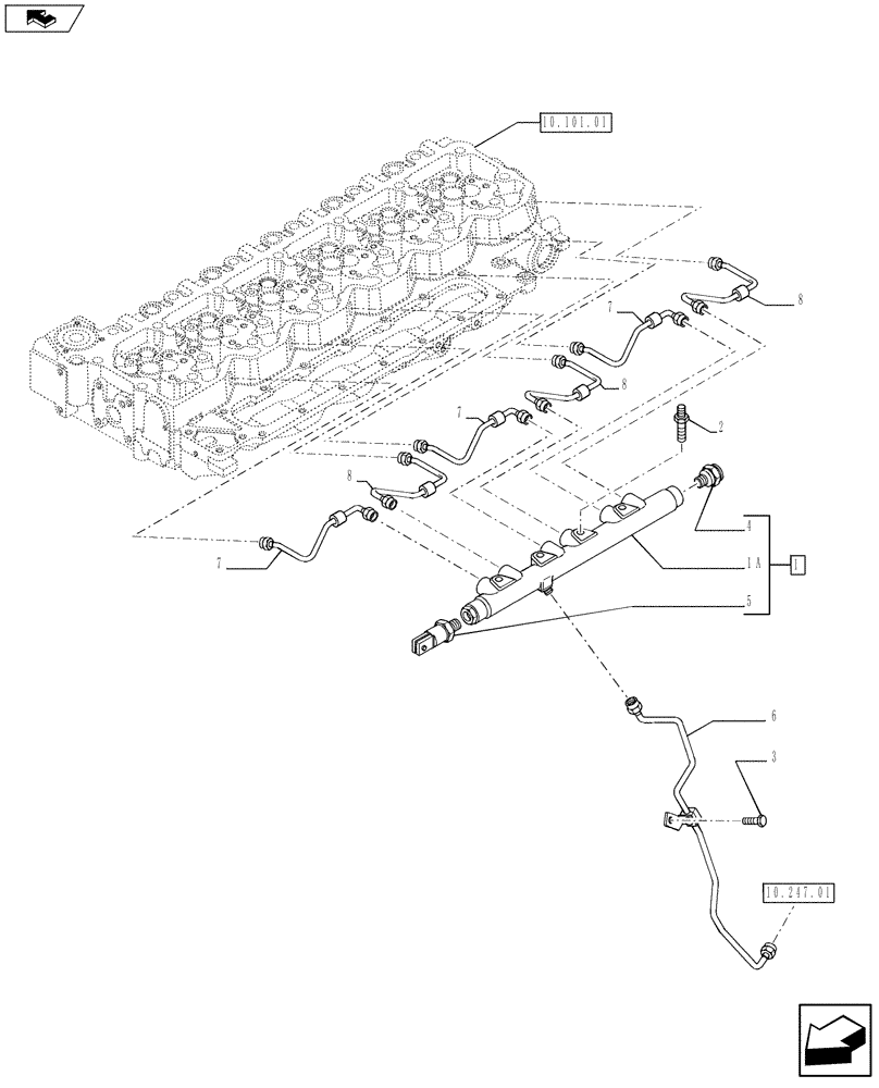 Схема запчастей Case F4DFE613E A002 - (10.218.03) - INJECTION EQUIPMENT - PIPING (2859143) (10) - ENGINE