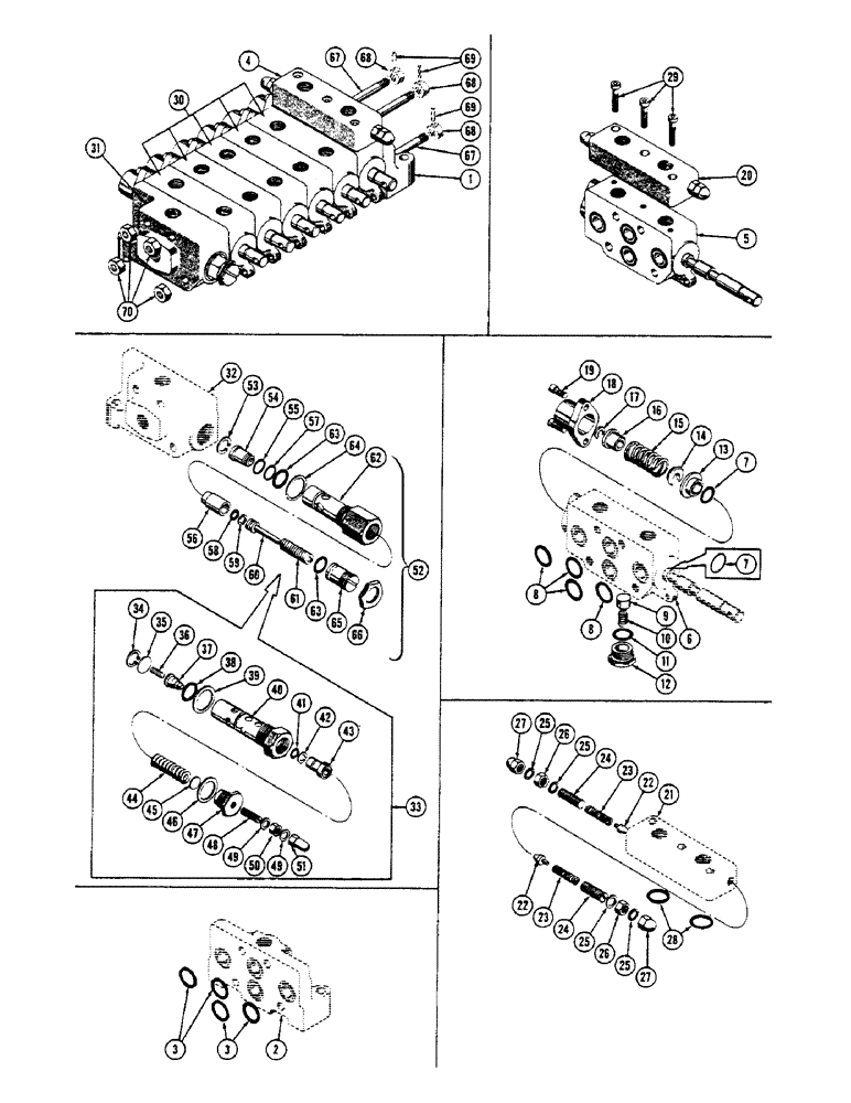 Схема запчастей Case 600 - (312) - HYDRAULIC VALVE ASSEMBLY, HOUSINGS, SPOOLS, SEALS, SPRINGS (07) - HYDRAULIC SYSTEM