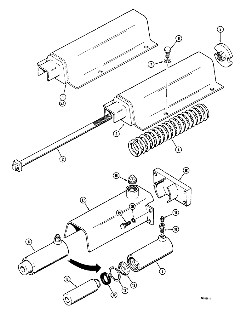 Схема запчастей Case 350 - (152) - SPRING AND RECOIL SYSTEM AND TRACK ADJUSTER (04) - UNDERCARRIAGE