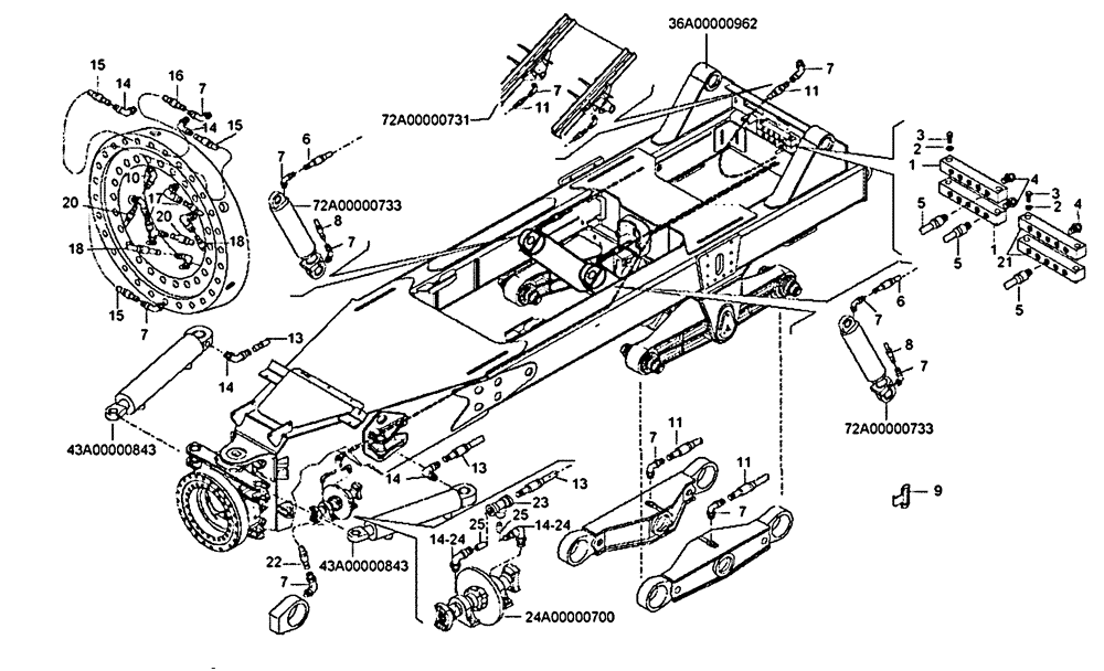 Схема запчастей Case 330B - (94A00000521[001]) - GREASE CIRCUIT, MANUAL - REAR FRAME (87617575) (09) - Implement / Hydraulics / Frame / Brakes