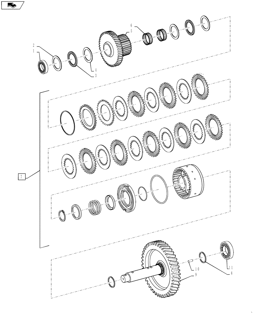 Схема запчастей Case 521F - (21.155.03) - THIRD CLUTCH AND DISC ASSEMBLY (21) - TRANSMISSION