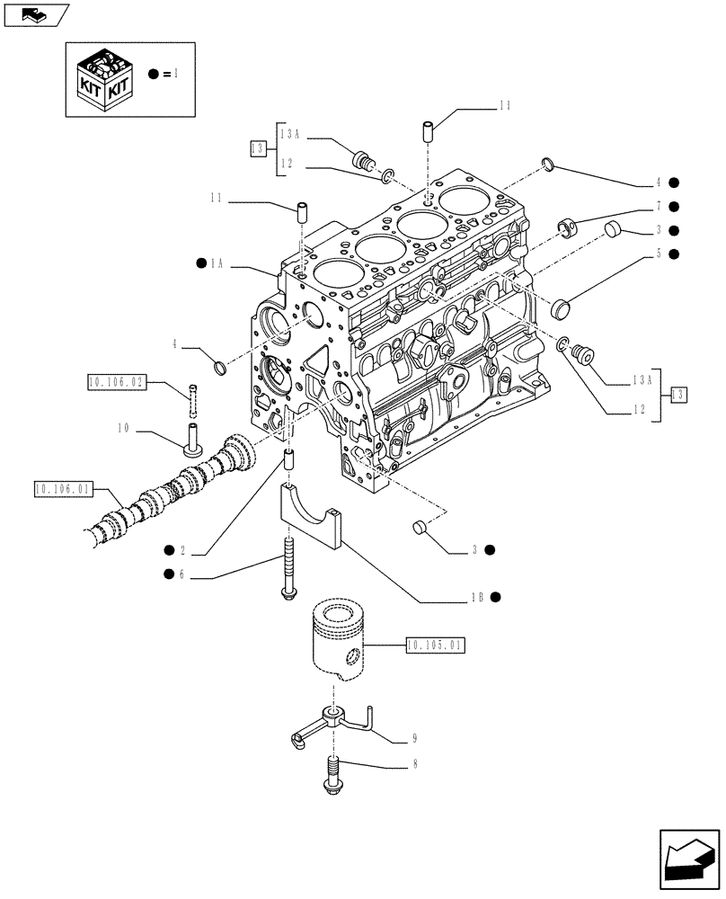 Схема запчастей Case F4GE9454K J604 - (10.001.02) - CRANKCASE (2852007) (10) - ENGINE