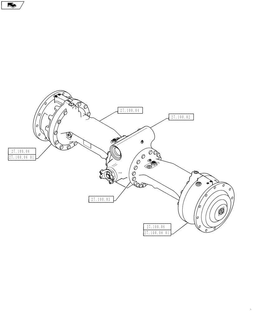 Схема запчастей Case 621F - (00.000.27) - PICTORIAL INDEX - REAR AXLE ASSY (00) - GENERAL & PICTORIAL INDEX