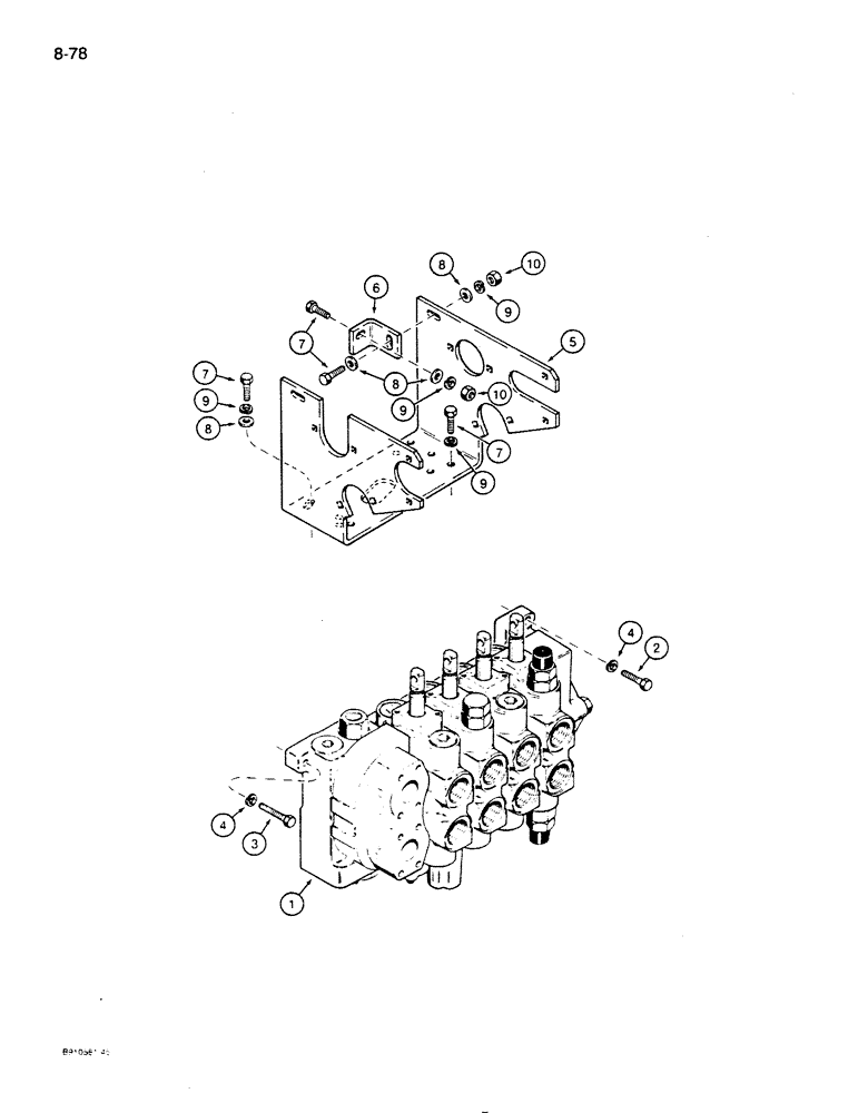 Схема запчастей Case 850D - (8-078) - EQUIPMENT CONTROL VALVE MOUNTING, DOZER PIN JAK0002062 OR LOADER PIN JAK0005723 & AFTER (08) - HYDRAULICS