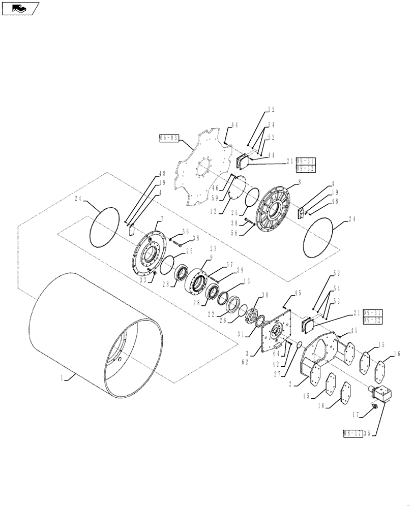 Схема запчастей Case SV210 - (09-30[01]) - VIBRATORY DRUM, SMOOTH (GROUP 1) (ND104240) (09) - CHASSIS/ATTACHMENTS