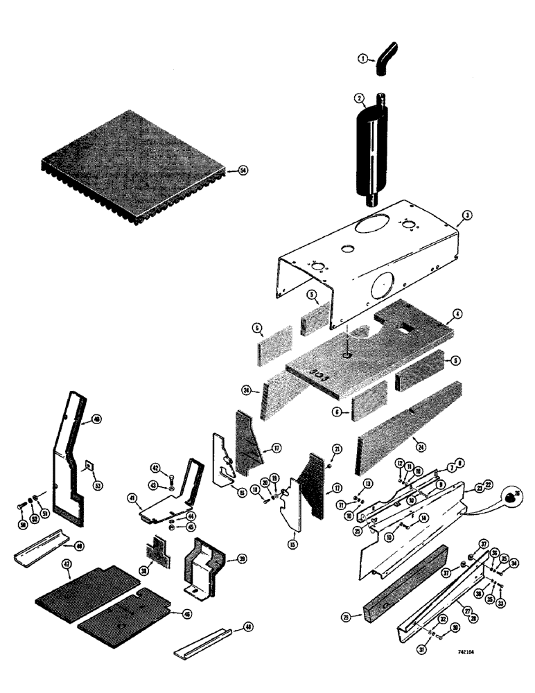 Схема запчастей Case 26 - (114) - NOISE CONTROL PARTS AND PADDING, BASIC TRACTOR AND ROPS CANOPY 