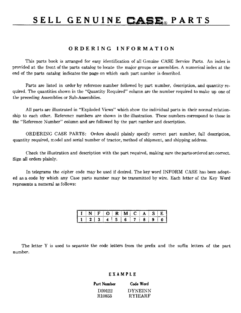 Схема запчастей Case 420C - (002) - ORDERING INFORMATION (00) - GENERAL
