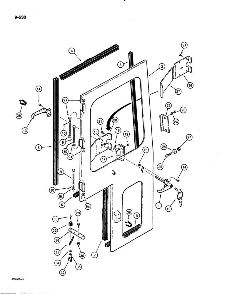 Схема запчастей Case 1455B - (9-530) - CAB DOORS - WITHOUT HINGED WINDOW, IF USED (09) - CHASSIS/ATTACHMENTS