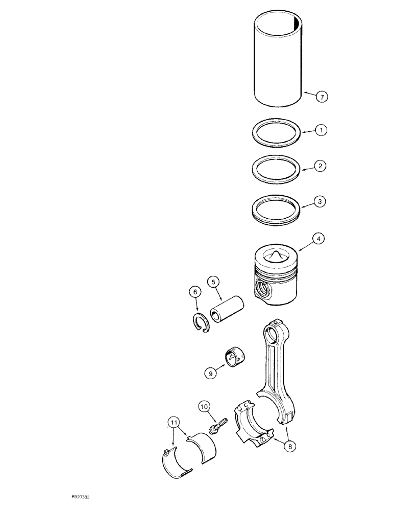 Схема запчастей Case 580SK - (2-54) - PISTONS, 4T-390 ENGINE, CONNECTING RODS (02) - ENGINE