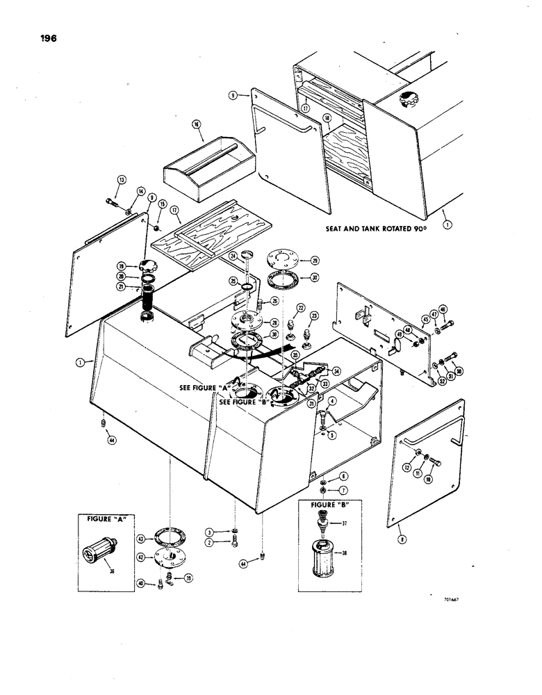 Схема запчастей Case 850 - (196) - FUEL AND HYDRAULIC TANK ASSEMBLY (07) - HYDRAULIC SYSTEM