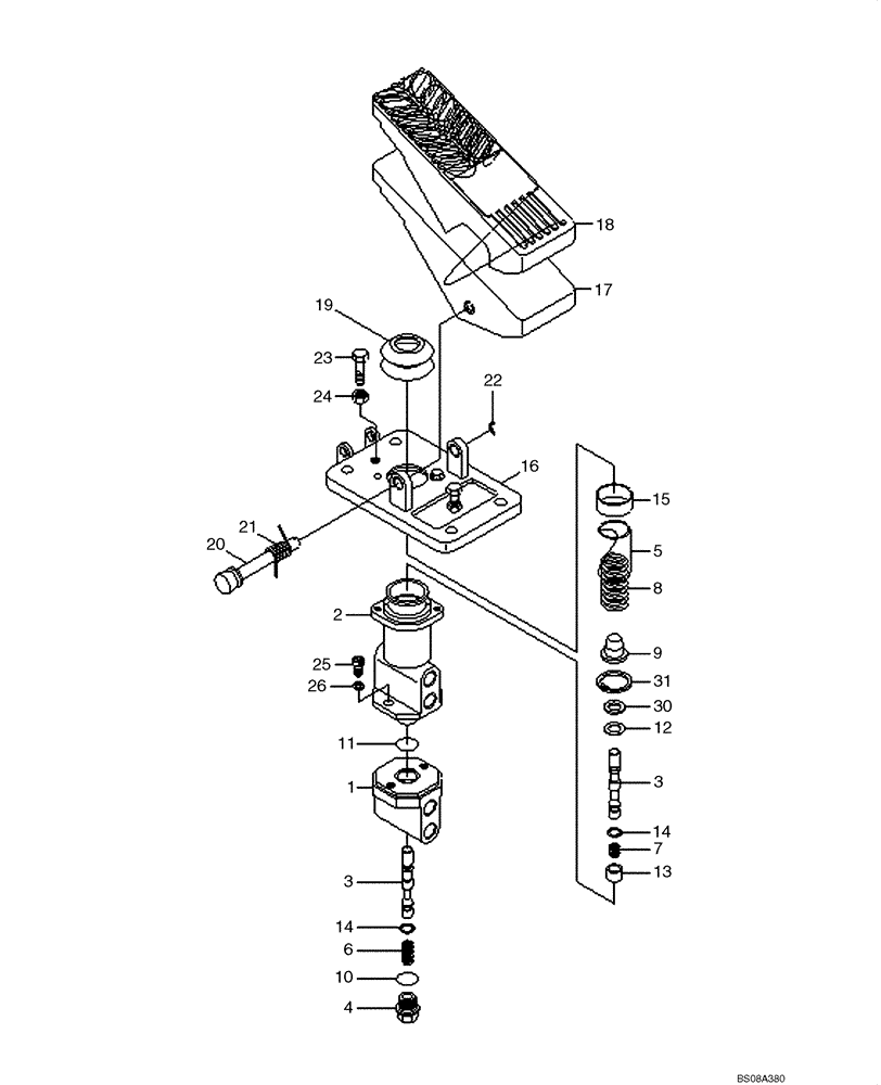 Схема запчастей Case 1221E - (07-03[01]) - BRAKE CONTROL VALVE / PEDAL (87700412) (07) - BRAKES