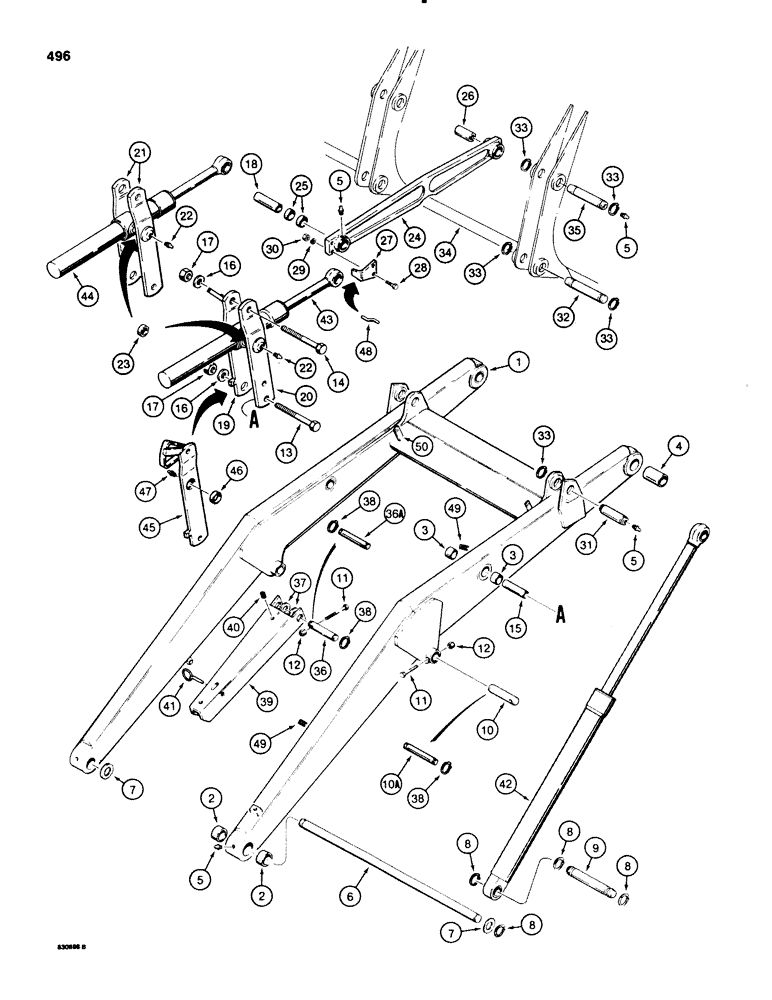 Схема запчастей Case 580E - (496) - LOADER FRAME AND MOUNTING PARTS (09) - CHASSIS/ATTACHMENTS