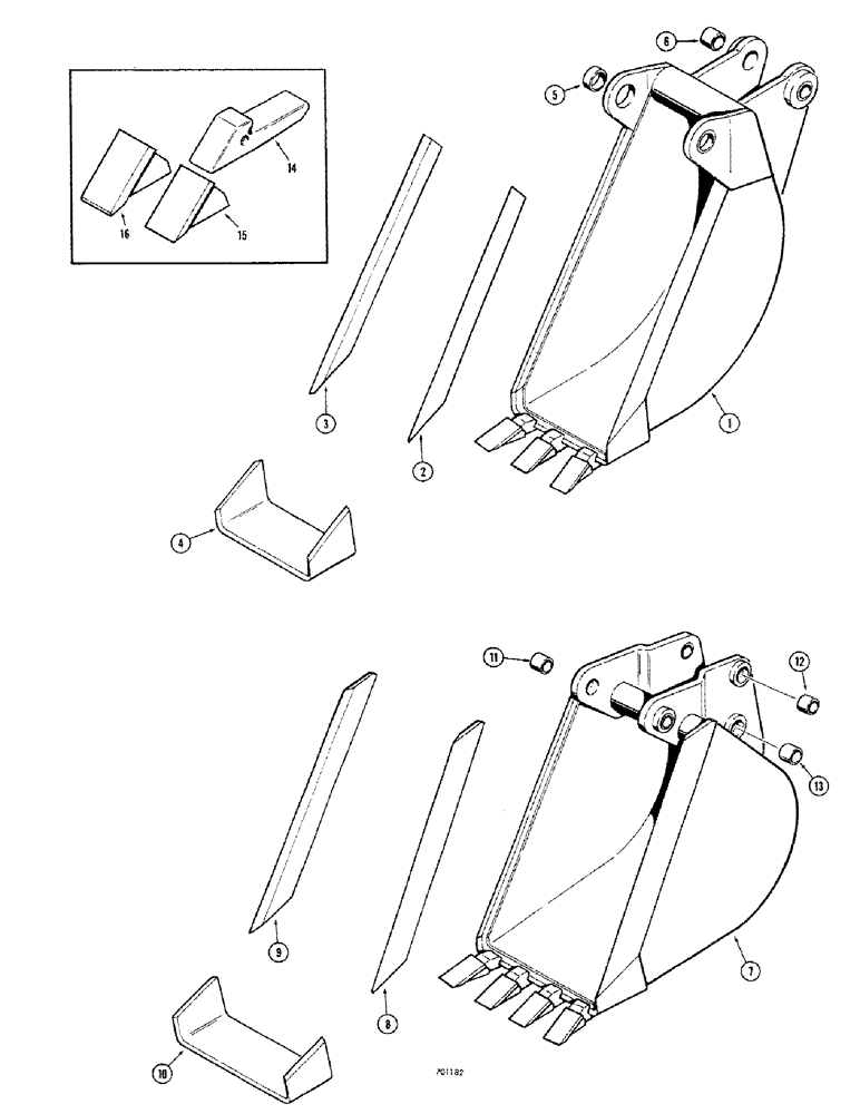 Схема запчастей Case 680CK - (220) - BACKHOE BUCKETS, TRENCHING BUCKETS (MACHINERY ITEM), BUCKET (84) - BOOMS, DIPPERS & BUCKETS