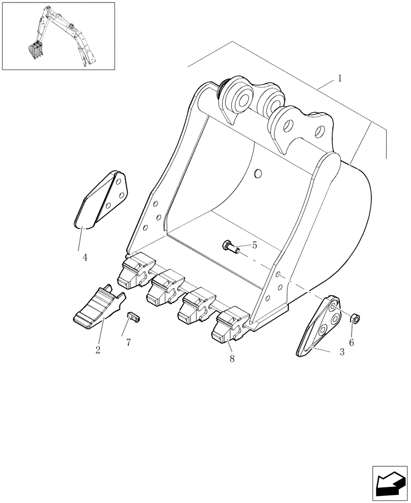 Схема запчастей Case CX16B - (5.0105[01]) - BUCKET - (L=500MM) - 74762410 (84) - BOOMS, DIPPERS & BUCKETS