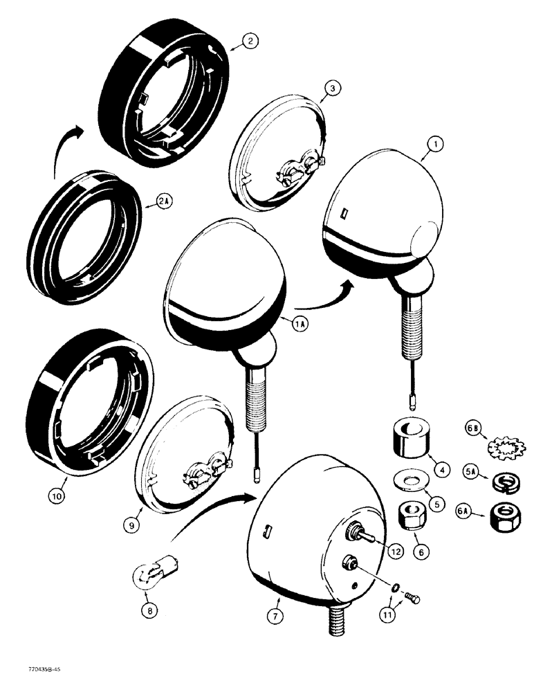 Схема запчастей Case 480F LL - (4-38) - TRACTOR LAMPS, D88684 REAR FLOOD LAMP (04) - ELECTRICAL SYSTEMS