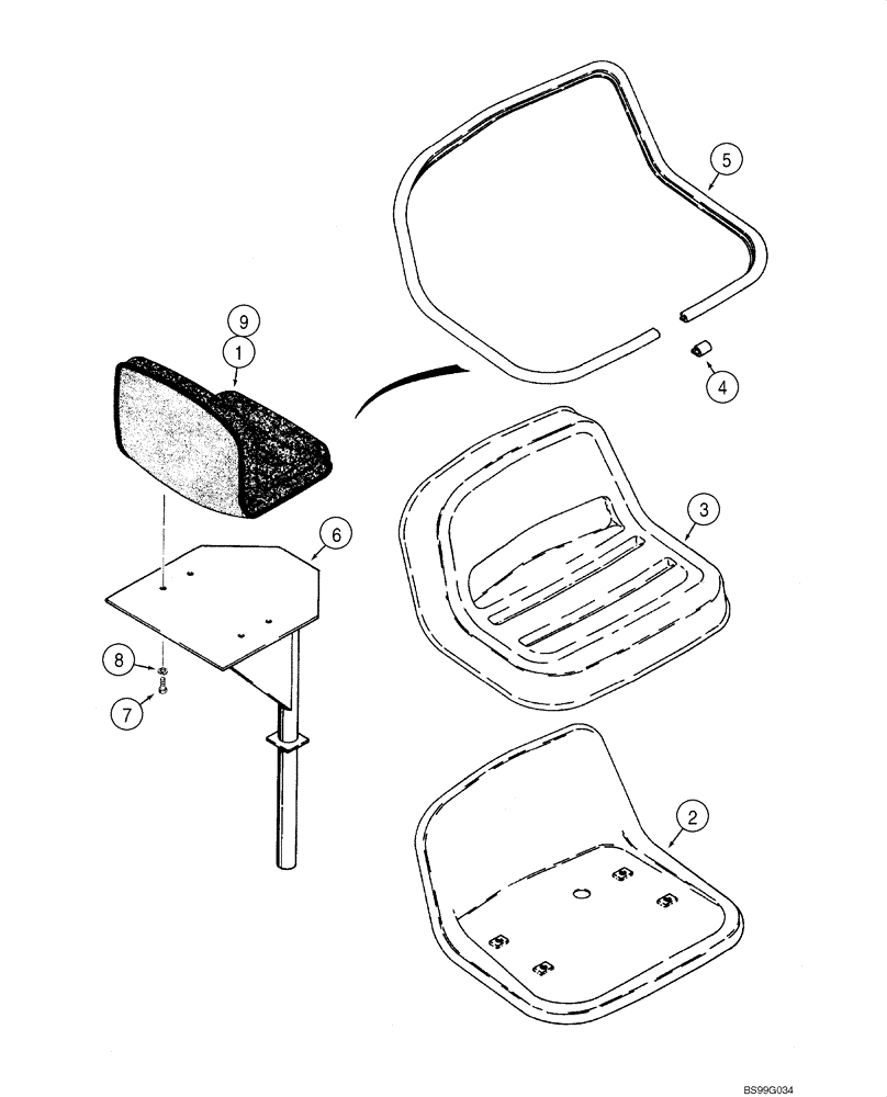 Схема запчастей Case 1845C - (09-67) - BACKHOE - SEAT MOUNTING, D100, D100XR (NORTH AMERICA) (09) - CHASSIS/ATTACHMENTS