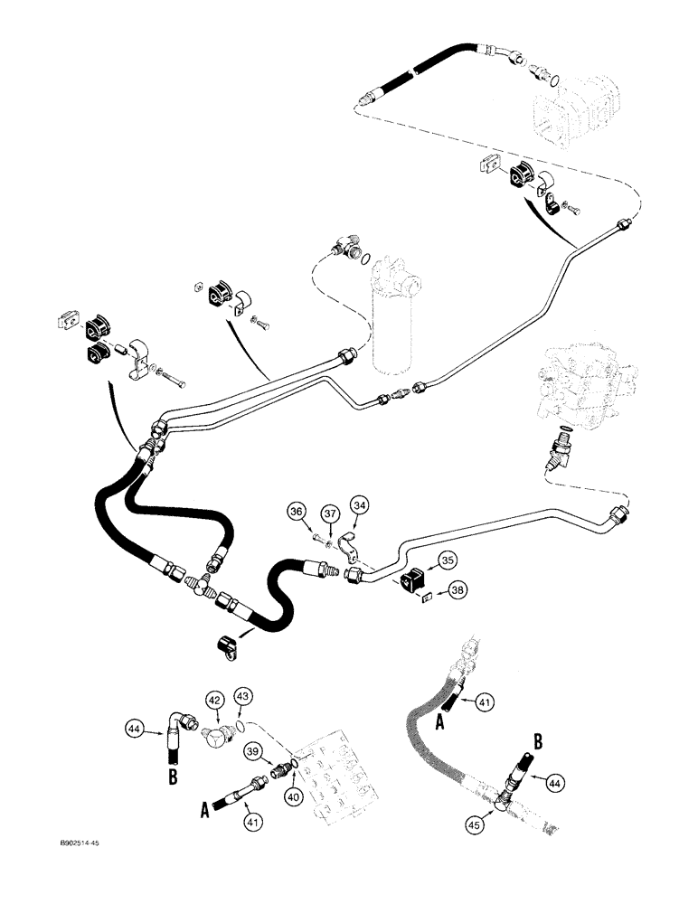 Схема запчастей Case 580SK - (8-010) - EQUIPMENT HYDRAULIC SYSTEM, EQUIPMENT PUMP TO REAR EQUIPMENT (08) - HYDRAULICS