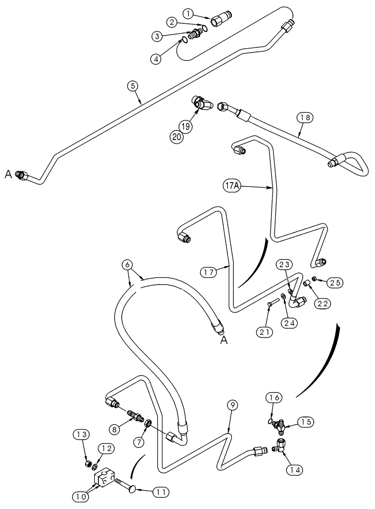 Схема запчастей Case 90XT - (08-31) - HYDRAULICS, ATTACHMENT HIGH FLOW, PISTON, DRAIN LINES FROM COUPLING (08) - HYDRAULICS