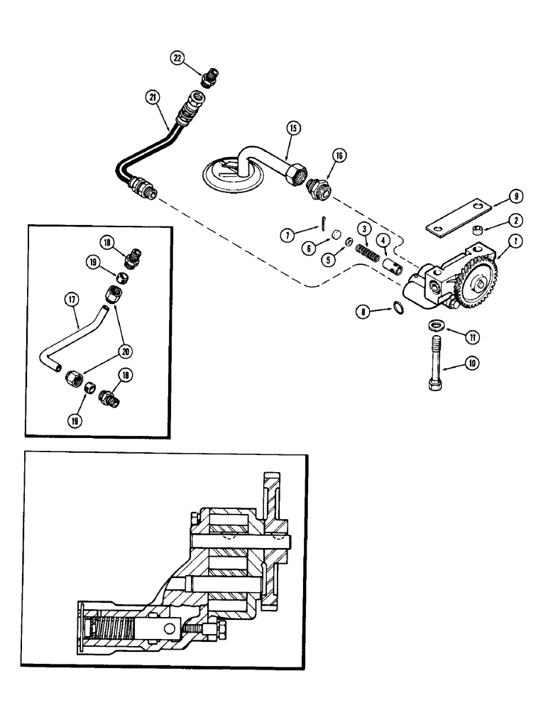 Схема запчастей Case 780 - (066) - OIL PUMP, (336BDT) TURBOCHARGED ENGINES, ENGINE SERIAL NO. 10151968 & AFT, FRONT MOUNTED (02) - ENGINE