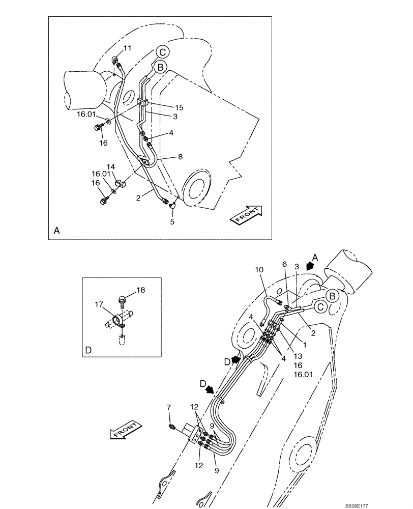 Схема запчастей Case CX700B - (09-54F) - LUBRICATION CIRCUIT - DIPPER (3.00 M) (09) - CHASSIS