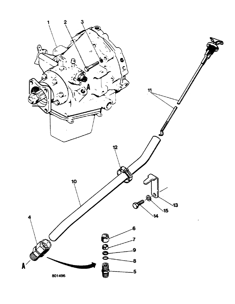 Схема запчастей Case 580G - (138) - POWER SHUTTLE - MOUNTING AND DIPSTICK (06) - POWER TRAIN