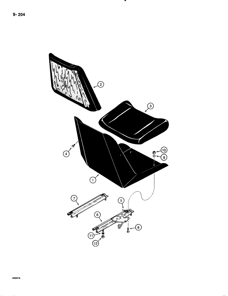 Схема запчастей Case 1835B - (9-204) - STANDARD OPERATORS SEAT (09) - CHASSIS/ATTACHMENTS