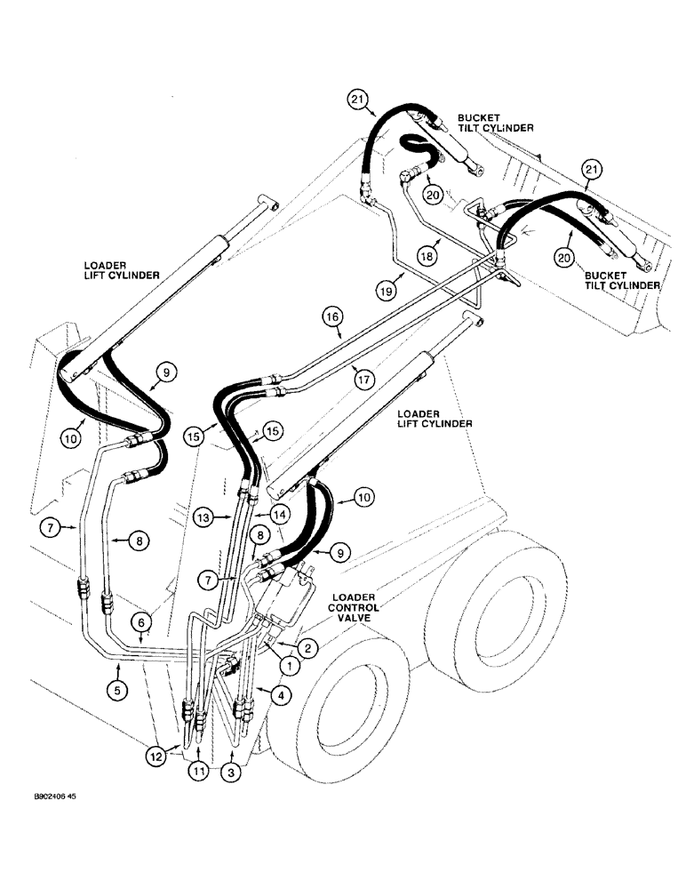 Схема запчастей Case 1825 - (1-10) - PICTORIAL INDEX, LOADER LIFT AND BUCKET TILT HYDRAULICS (00) - PICTORIAL INDEX