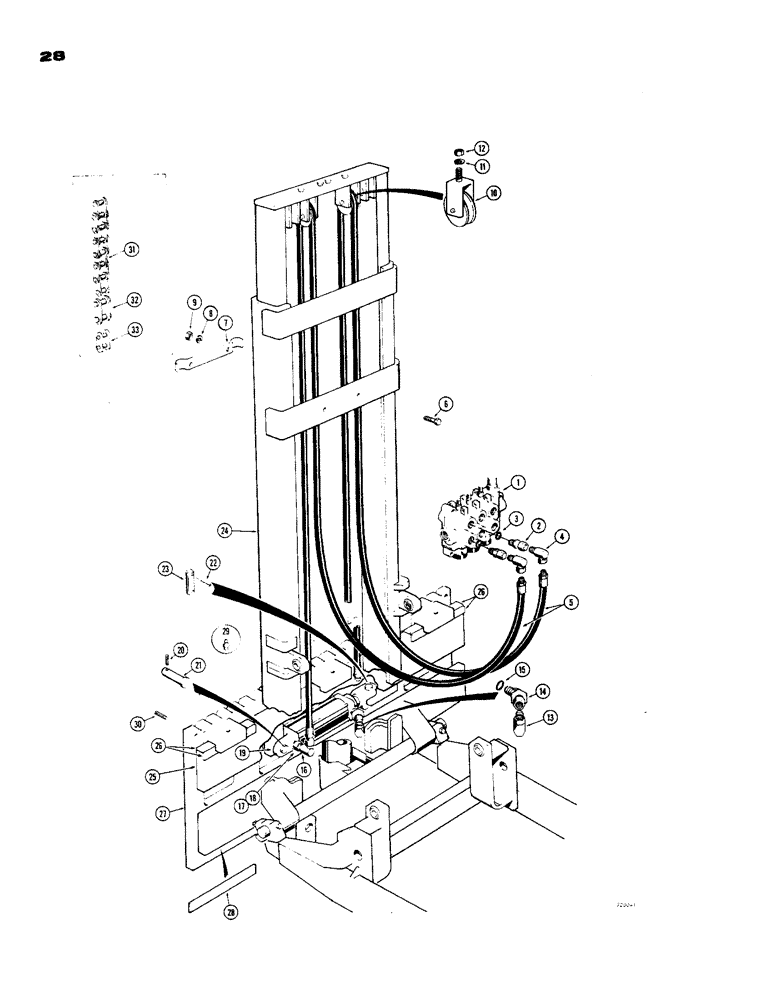 Схема запчастей Case 585 - (28) - SIDE SHIFTER AND RELATED PARTS, (USED WITH 6000 LB. LIFT CAPACITY MAST) (35) - HYDRAULIC SYSTEMS