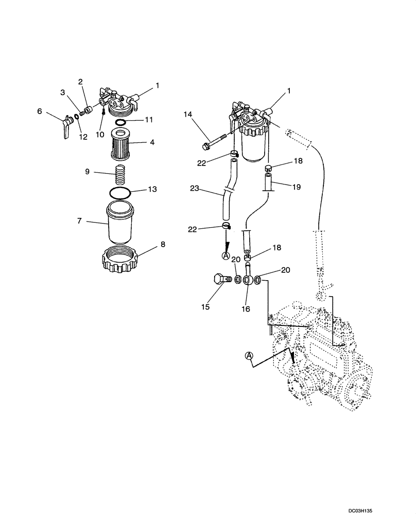 Схема запчастей Case CX47 - (03-04[00]) - FUEL FILTER (03) - FUEL SYSTEM