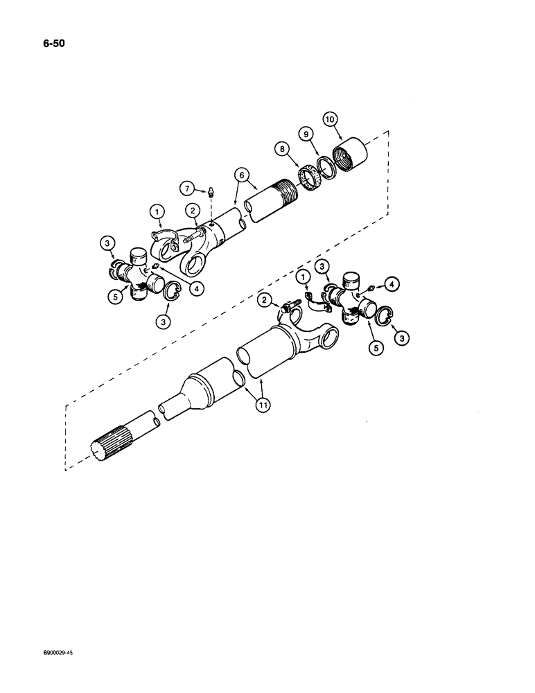 Схема запчастей Case 1085C - (6-50) - DRIVE SHAFT, TORQUE CONVERTER TO TRANSMISSION (06) - POWER TRAIN