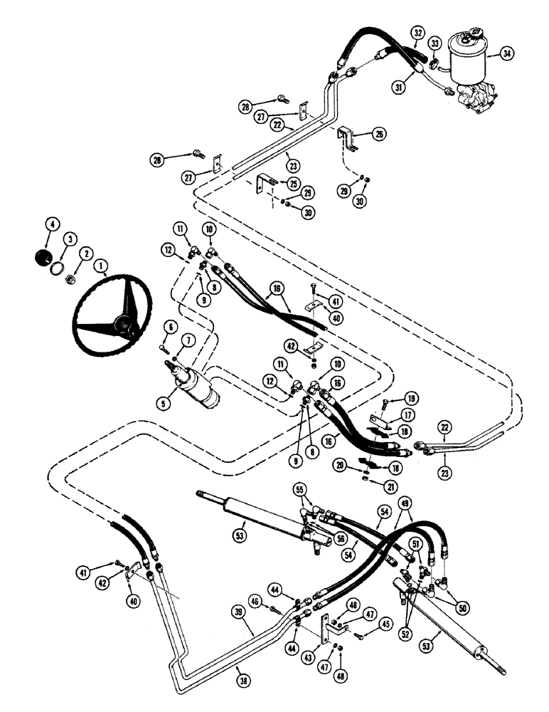 Схема запчастей Case 680CK - (078) - STEERING LINKAGE AND HYDRAULICS, 1ST USED LOADER SER. NO. 9100861 