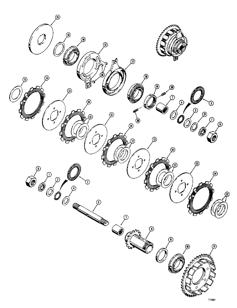 Схема запчастей Case 1700-SERIES - (126) - FIVE DISC CLUTCH AND SHAFT ASSEMBLY (18) - CLUTCH