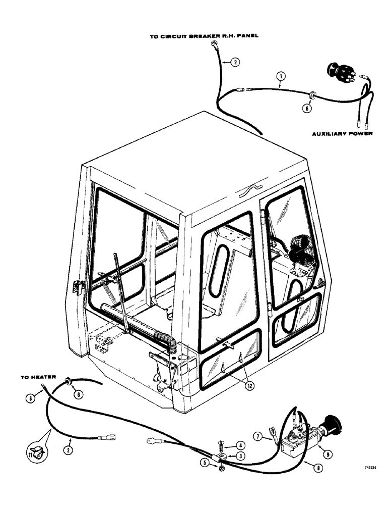 Схема запчастей Case 780 - (596) - D64658 CAB WIRING, BOTTOM MOUNTED WINDSHIELD WIPERS (09) - CHASSIS/ATTACHMENTS