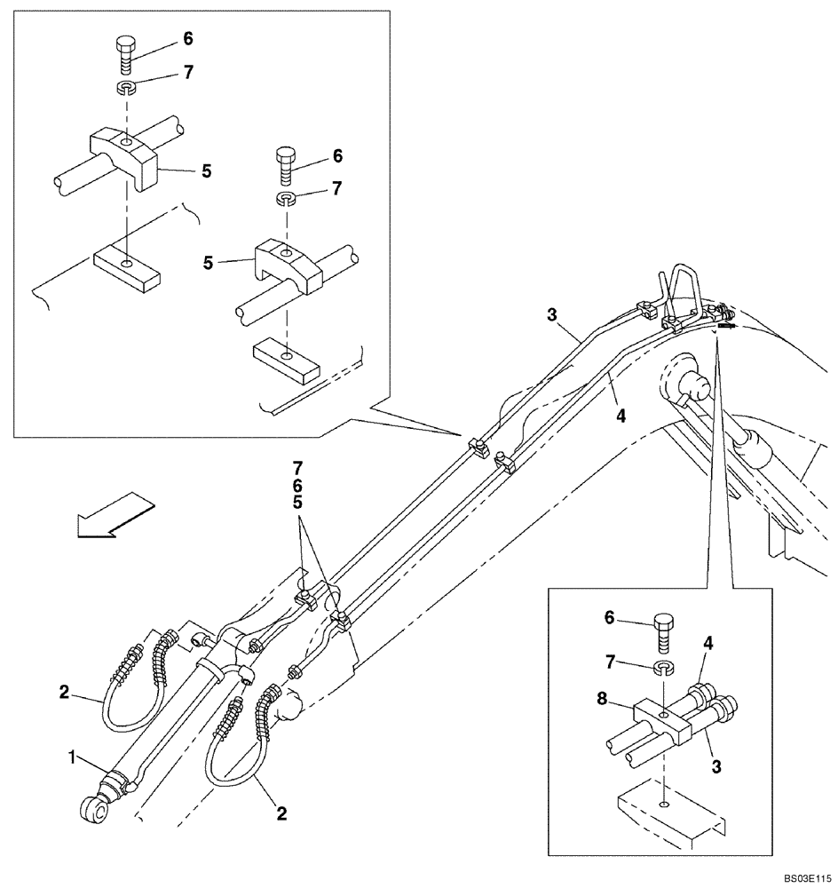 Схема запчастей Case CX135SR - (08-026) - HYDRAULICS - BUCKET, 2,4 METER (7 FT 10 IN) ARM (08) - HYDRAULICS