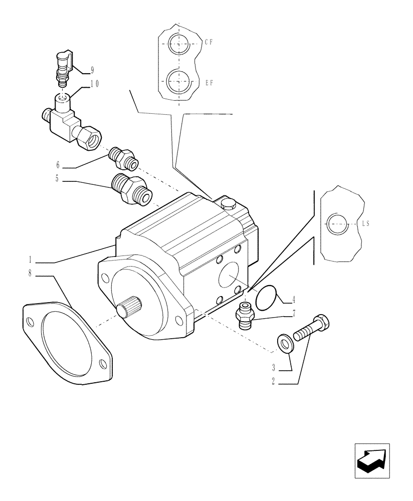 Схема запчастей Case TX1055 - (1.82.3[01]) - HYDRAULIC PUMP (35) - HYDRAULIC SYSTEMS